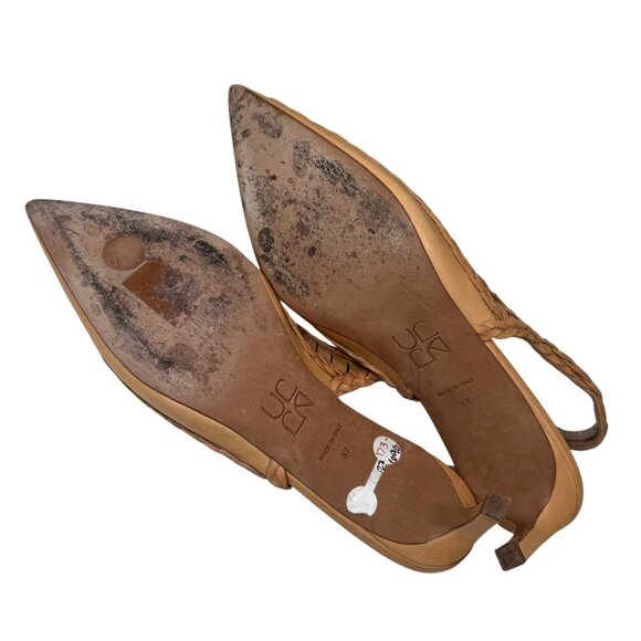 Ulla Johnson Natural Leather Slingback Braid Detail Kitten Heel size 37/6.5 - Picture 11 of 13